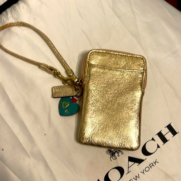 Coach Poppy Metallic Gold Wristlet - Picture 8 of 11